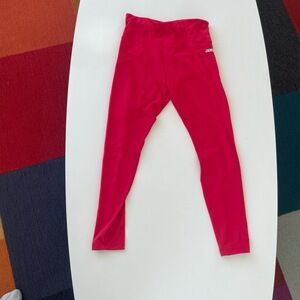 Lorna Jane Leggings Womens Medium Red Amy Tights Elastic Waist Athleisure Active
